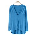 thumbnail image 1 of Breezora Ladies V Neck Modal Asymmetrical Long Sleeve Open Front Cardigan Sweater Sky Blue, 1 of 6