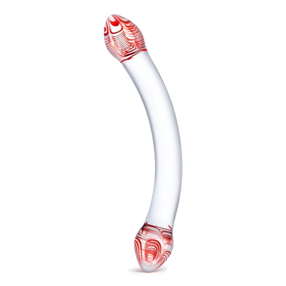 Glas Red Head 8" Glass Double Ended Dildo, Clear