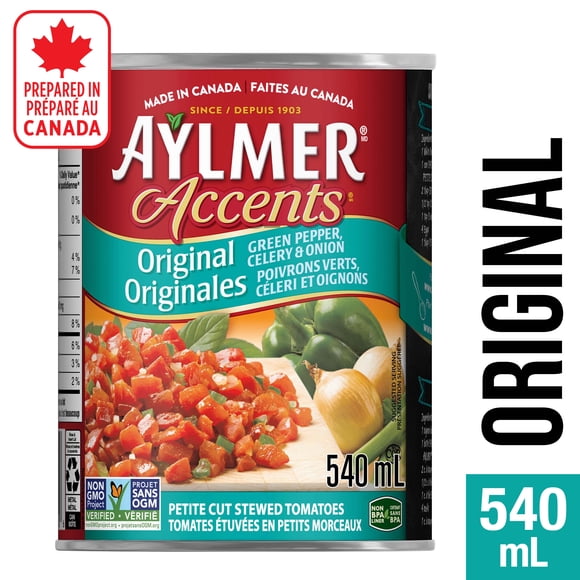 Aylmer Accents Original Green Pepper, Celery and Onion Petite Cut Stewed Tomatoes