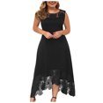 thumbnail image 2 of Jusqu'à 65 % de Rabais! Robes d'Été à la Mode pour Femmes 2024 Grande Taille Décontractées Unies à Col Rond Aguichant en Dentelle Sans Manches Amples à Enfiler, 2 of 7