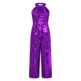 thumbnail image 4 of Choomomo Combinaison à Sequins pour Filles, Col Halter, Sans Manches, pour Fête, Danse Formelle, Violet 8, 4 of 7