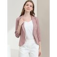 thumbnail image 2 of INSPIRE CHIC Blazer à Rayures pour Femme Manches 3/4 Décontracté Ouvert à l'Avant Revers Cranté Blazer S Rose Foncé, 2 of 6