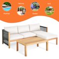 thumbnail image 3 of Gymax 3PCS Patio Acacia Wood Sofa Furniture Set Thick Cushion W/ Nylon Rope Armrest White, 3 of 9