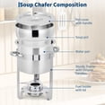 thumbnail image 3 of AKDSteel Ensemble de Réchauds à Soupe Commerciaux de 11 Qt, Lot de 2/4 Chauffe-Aliments Ronds en Acier Inoxydable avec Casserole, Couvercles à Encoche et Contenants à Carburant, 3 of 7