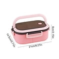 thumbnail image 3 of Boîte à Lunch Compartimentée à Double Couche - Boîte Bento Compatible Micro-Ondes, Récipient Repas Étanche, Plastique et Silicone, Pour, Rose, JKODE, 3 of 9