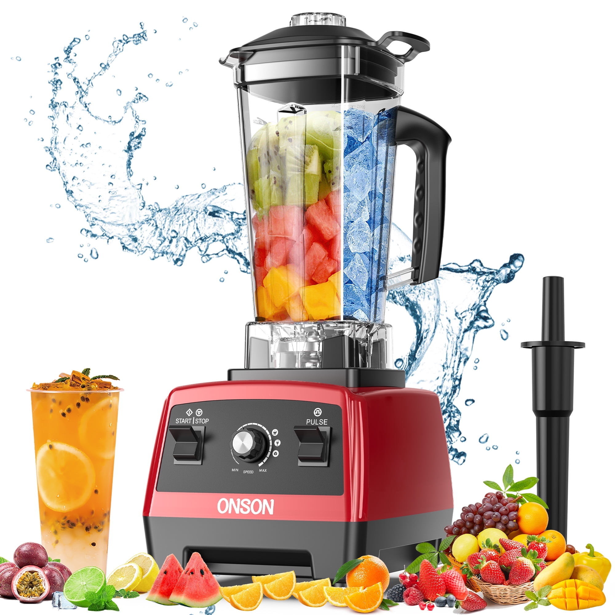 Refurbished Onson 1ZYAD9CIBLF1 Smoothie Blender, 1800W High-Speed Countertop Blender, Six Stainless Steel Blades, 70 oz BPA-Free Jar, Variable Speed and Pulse Control