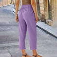 thumbnail image 4 of Yuyuzo Plus Size Cotton Linen Capri Pants for Women Drawstring High Waisted Summer Cropped Trousers, 4 of 7