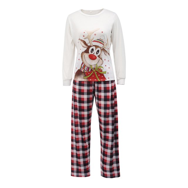 Ensemble de Pyjamas Assortis pour la Famille, Hauts à Manches Longues Col Rond + Pantalons Longs, Vêtements pour Chien