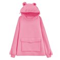 thumbnail image 1 of Sweat à Capuche Grenouille pour Femmes Manches Longues Couleur Unie avec Poche, 1 of 7