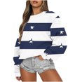 thumbnail image 1 of Rbaofujie Chandails pour Femmes Tendance Femmes Rayé Décontracté Imprimé Col Rond Manches Longues Haut Chandails Amples Bleu Marine Chandails à Capuchon d'Automne pour Femmes, 1 of 5