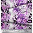 thumbnail image 2 of Soimoi Purple Poly Georgette Fabric Paisley & Leopard Animal Skin Decor Fabric Printed Yard 42 Inch Wide, 2 of 3