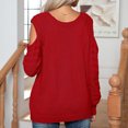 thumbnail image 5 of Yuyuzo Womens Crewneck Tops Long Sleeve off Shoulders Button Knit Pullover Solid Color Fall Tops, 5 of 5