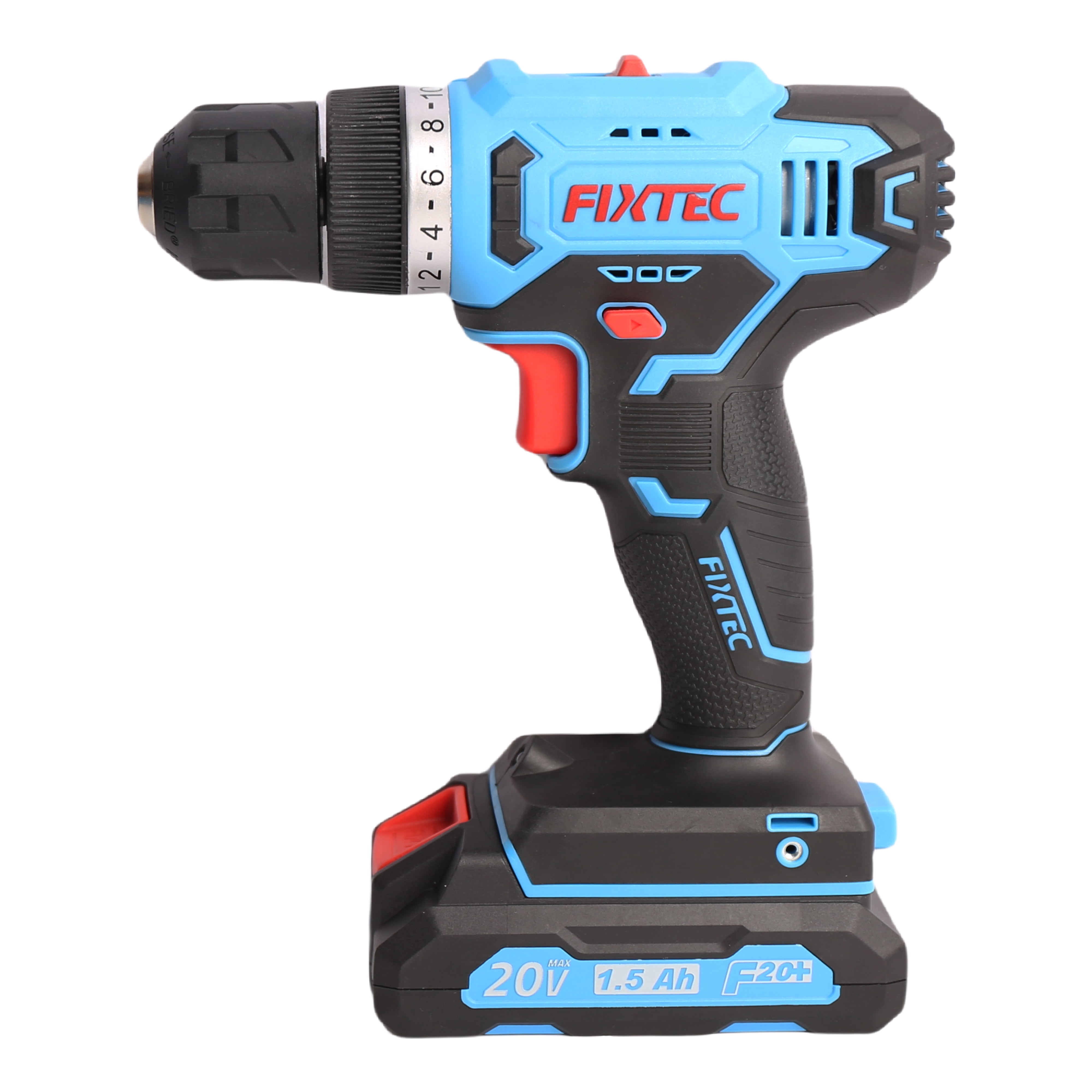Fixtec 20V Cordless Drill with (2) Batteries, Charger, Storage Case, Accy's