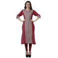 thumbnail image 2 of Moomaya Tunique Droite en Coton pour Femmes, Kurta Imprimée Prête à Porter, Col en V, Tenue d'Été, 2 of 6