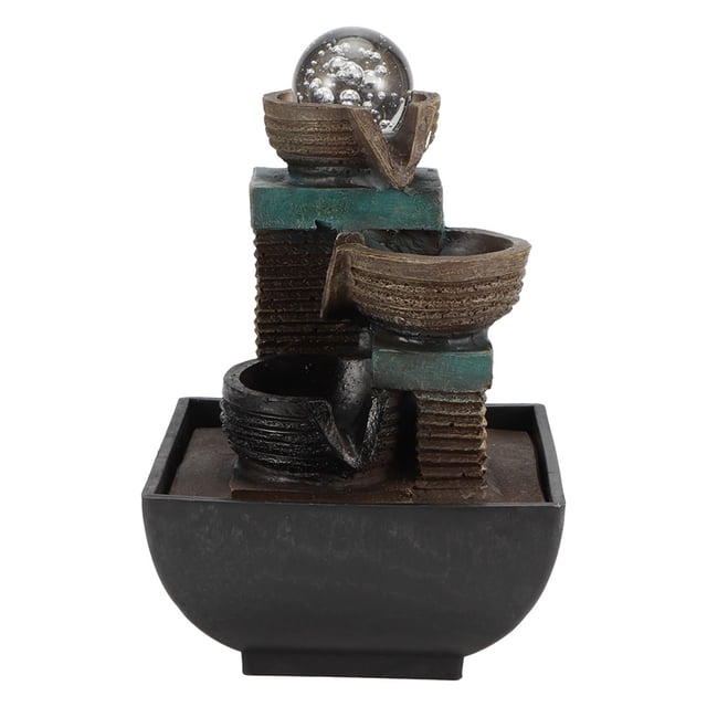 Fontaine de Bureau Éclairée à DEL, Fontaine de Bureau à DEL, Déco de Bureau Forme Unique Conçue pour le Paysage de Maison et Bureau Décoration Feng Shui Type 9116 Prise UE 220 V