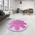 thumbnail image 4 of Ahgly Company Machine Washable Indoor Square Transitional Blossom Pink Area Rugs, 4' Square, 4 of 7