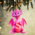 thumbnail image 3 of Fridja Personalized Dinosaur Christmas Ornament 26 Letters Hanging Pendant Ornaments 2024 Plastic Initial Monogram Xmas Tree Decorations with Hanging Rope Unique Customized Fun Gift for Kids, 3 of 3
