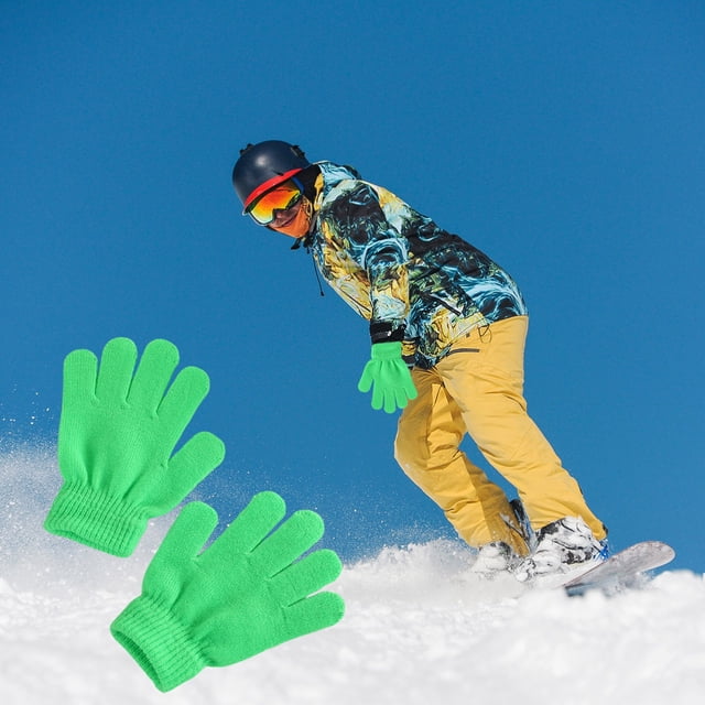 Meitianfacai Winter Warm Solid Color Knitted Kids Gloves Split Finger Gloves