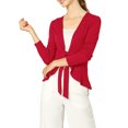 thumbnail image 1 of Allegra K Juniors Tie Open Front Long Sleeve Knit Metallic Ruffled Crop Cardigan, 1 of 6