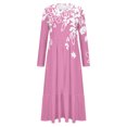 thumbnail image 3 of Erwazi Robe Midi à Manches Longues pour Femmes, Col Rond, Plissée, à Volants, Ligne A, Fluide, Printemps Automne, Décontractée, avec Poches, 3 of 4
