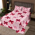 thumbnail image 2 of Erosebridal Kids Red Ribbon Coverlet Set Queen, Cute Bow Bedding Set, Cartoon Bow-tie Decor, 3pcs, 2 of 5