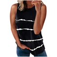 thumbnail image 1 of MRULIC T-Shirts pour Femmes Mode T-shirt Sans Manches Ample Col Rond Imprimé Rayé Hauts T-Shirts pour Femmes Noir + 4TG, 1 of 3