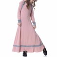 thumbnail image 1 of Weiqiqre Robe pour Tout-Petites Filles, Robe Longue Musulmane pour Filles Moyennes et Grandes, Manches Longues, Col en V, Robe à Blocs de Couleur, 1 of 6