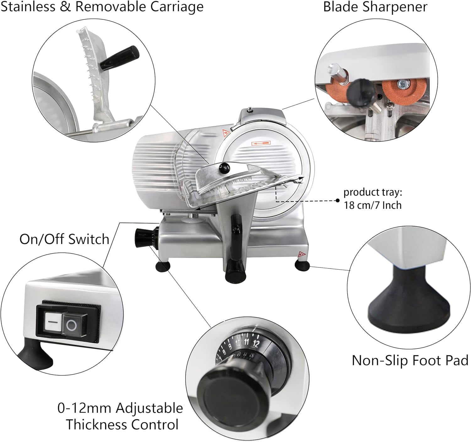 Hakka Commercial Meat Slicer, Electric Meat Slicer with 10-Inch