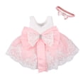 thumbnail image 1 of 2 Pcs Robe pour Nouveau-Née Fille en Dentelle, Robe Tutu de Princesse, Robe de Fête d'Anniversaire et de Vacances + Bandeau, Ensembles 0-24 m, 1 of 5