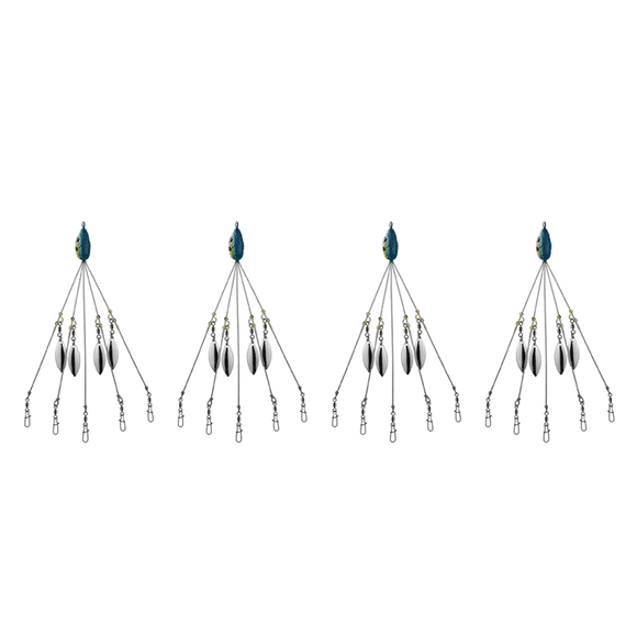 4X Ensembles de Parapluies pour la Pêche à l'Achigan à Rayures, Ensemble de Leurres Swimbait pour la Pêche en Eau Douce, Bleu