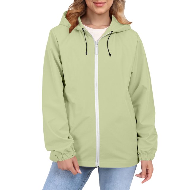 Comdrip Veste Légère pour Femmes! Veste Chaude Coupe-Vent Imperméable à Blocs de Couleur pour Femmes, Coupe-Vent d'Extérieur, Veste de Randonnée, Veste de Randonnée pour Femmes, Légère, Vert Pâle 3TG