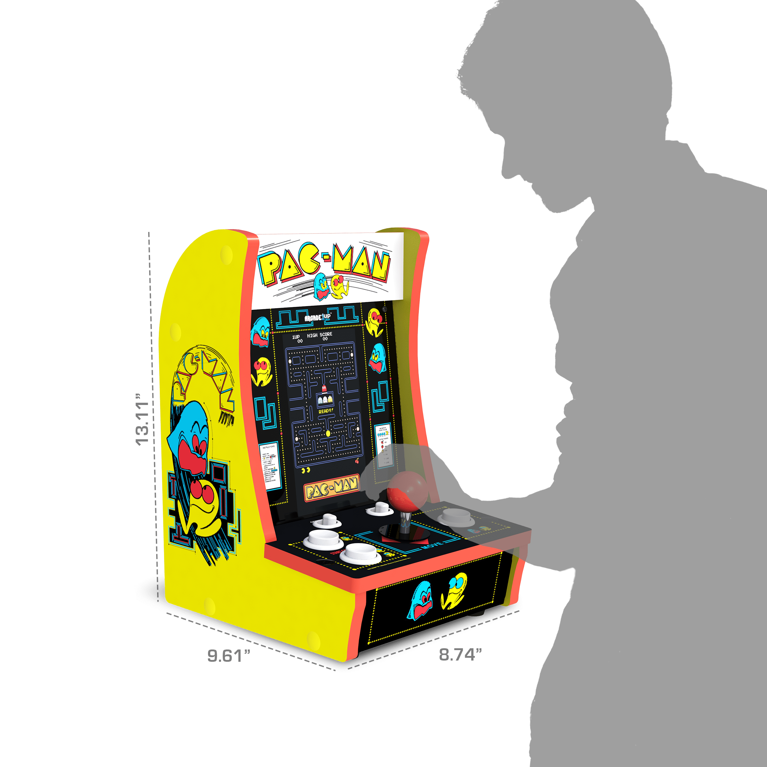 Arcade1Up PAC-MAN Countercade – 3 Classic Games, Retro Game Console for Home, Portable Console with 7-inch Screen, Table-top Video Game for Game Room
