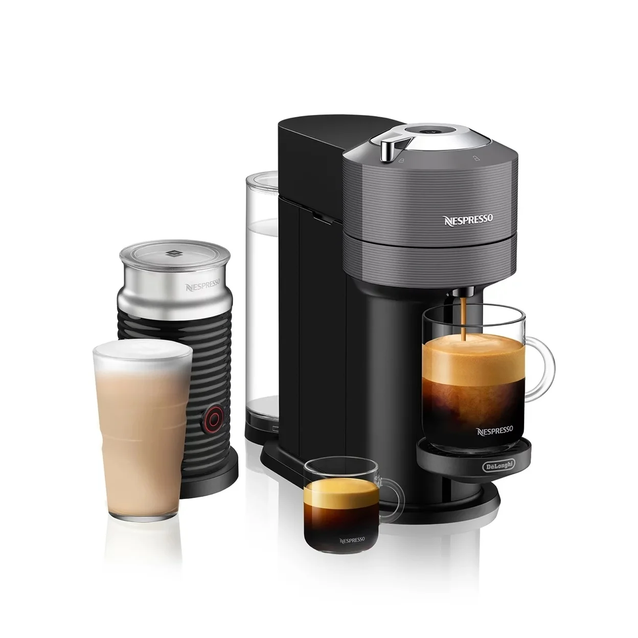 Refurbished De'Longhi 990359462 Nespresso Vertuo Next Deluxe With Milk Frother, Dark Grey