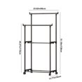 thumbnail image 3 of Tyidzon Clothing Rack, Double Rods Clothes Rack for Hanging Clothes Portable Wardrobe Rack, Metal Garment Rack Sturdy Coat Rack for Bedroom Laundry Living Room Black, 3 of 6