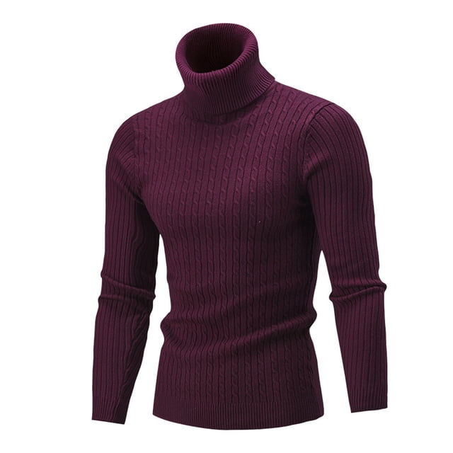 Qertyioot Chandail à Prix Réduit pour Hommes Chandail d'Hiver Décontracté à Manches Longues Couleur Unie