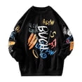 thumbnail image 1 of Pompotops Nouveaux Chandails pour Hommes Automne et Hiver 2021, Hauts Imprimés à Manches Longues et Col Rond Tendance pour Hommes, Chandails Graffiti Mode Grande Taille en Solde, 1 of 3