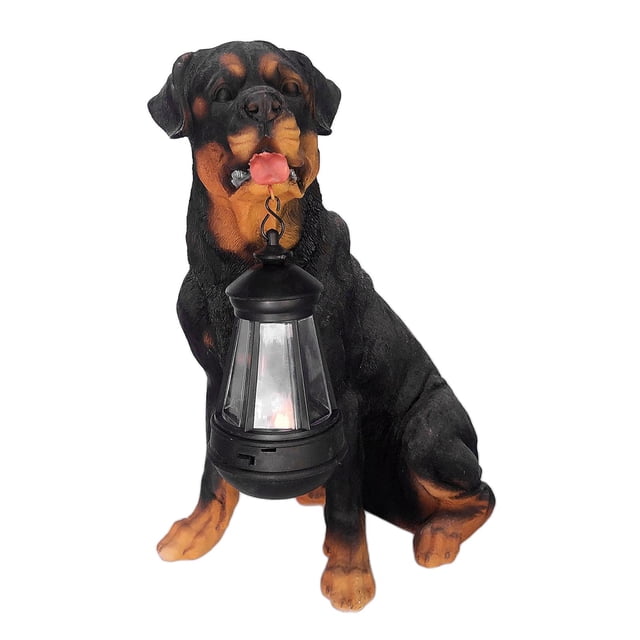 jinwen Lampe de Jardin à Énergie DEL, Statues de Labrador Golden Retriever avec Lampe Détachable, Rottweiler