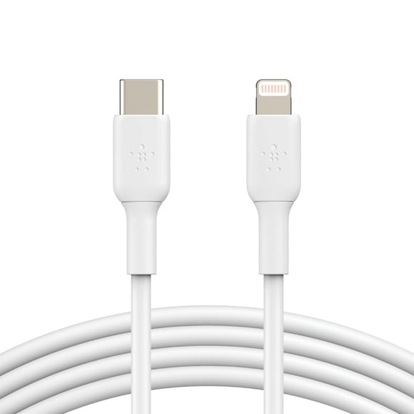 Belkin BoostCharge USB-C to Lightning Cable - (3.3ft/1M) MFi Certified, Soft, Flexible Fast-Charging Cable, Lightning iPhone Charger Cord for iPhone 14 & Earlier Series, iPad 9th Gen & AirPods White