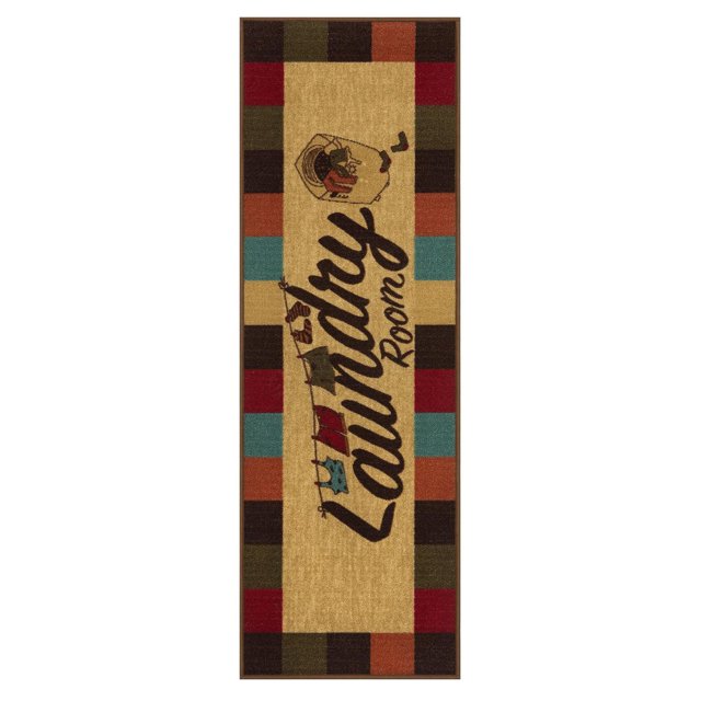 Ottomanson Laundry Collection Non-Slip Rubberback 2x5 Laundry Room Runner Rug, 20" x 59"