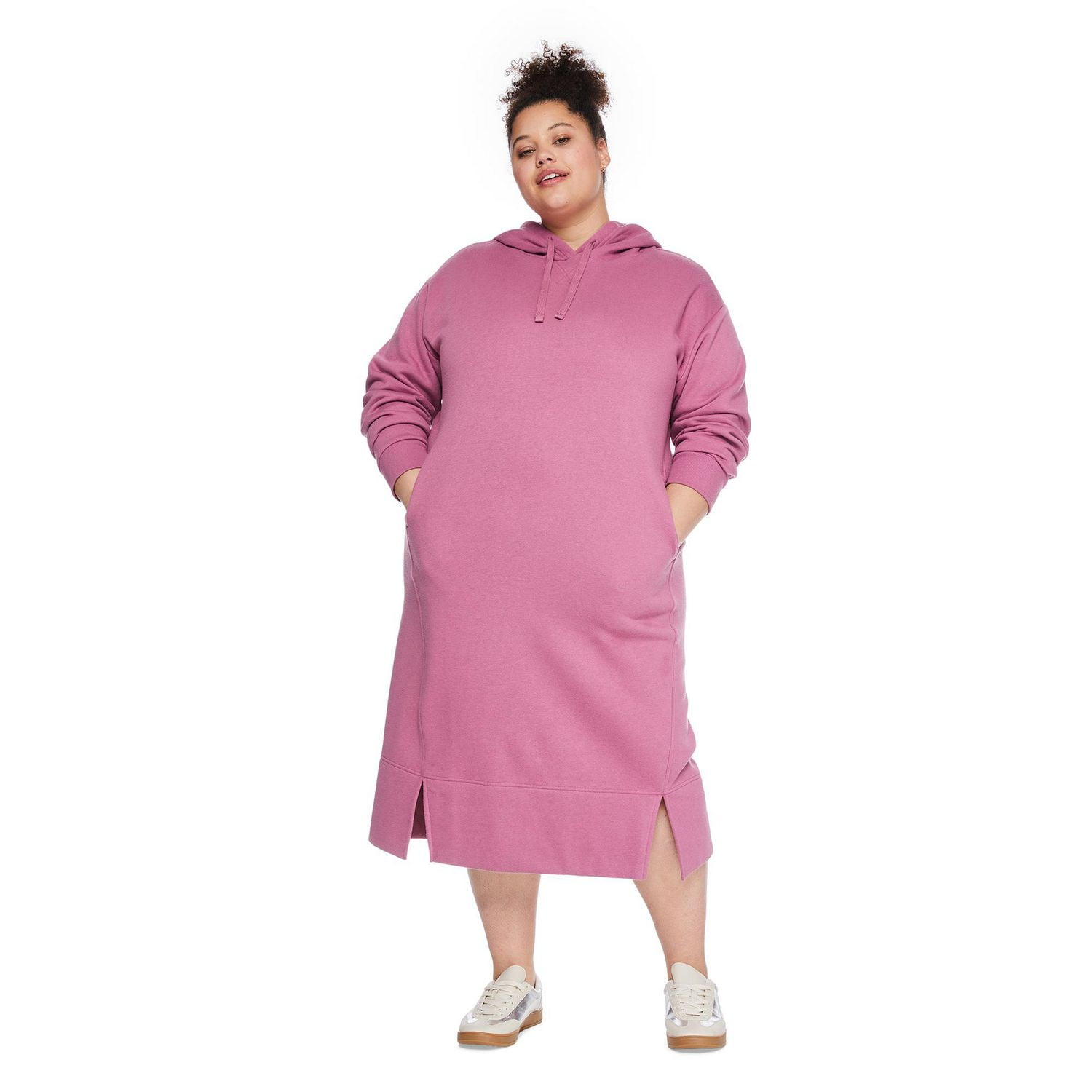 George Women's Plus Hooded Fleece Midi Dress