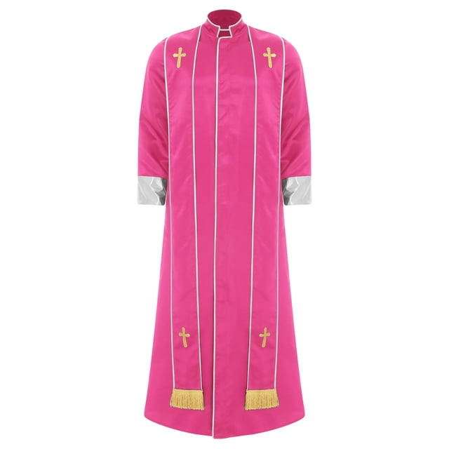 iiniim Mens Friar Medieval Renaissance Priest Long Robe Church Worship Halloween Party Cosplay Costume Pink L