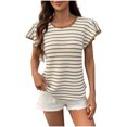 thumbnail image 1 of fheaev Hauts d'Été pour Femmes Manches Courtes Col Rond Décontracté Chic Ample Tunique Pull Mignon Tee-Shirts d'Entraînement Tenues de Vacances à la Plage T-Shirts d'Affaires Vêtements de Mode, 1 of 9
