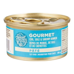 Special Kitty Gourmet Cod, Sole, & Plat de crevettes pour les chats mouillés, 85 G Can