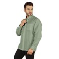 thumbnail image 4 of Bestman Solid Long Sleeve Shirt For Mens Front Double Button Placket Chinese Collar Shirt, 4 of 7