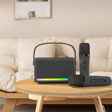 CEHVOM Haut-Parleur Bluetooth, Haut-Parleurs Bluetooth Portables, Haut-Parleur Karaoké d'Extérieur Portable Microphone Mini pour la Maison Machine Intégrée de Chant Haut-Parleur Bluetooth avec Deux Microphones