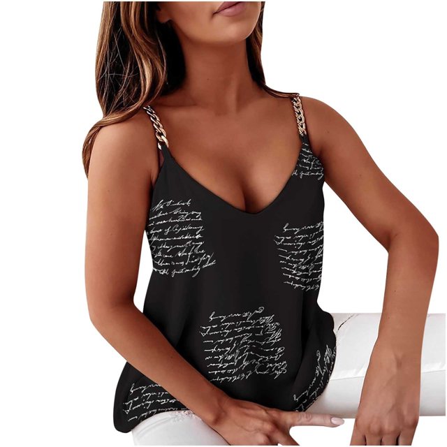 Débardeur à Bretelles Spaghetti Sans Manches à Col en V Profond pour Femme, Camisole Ample Décontractée d'Été, Blouse, Camisole, T-Shirts