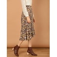 thumbnail image 4 of Unique Bargains Women's Floral Elastic Waist Ruffle High Low Hem Skirts, 4 of 7