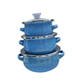 thumbnail image 2 of Luzkey 3 Pieces Enamel Mini Pot Set Kitchen Food Pot Home Accessories Deep Gifts Kitchen Cookware Enamel Cookware Set Home light blue, 2 of 8