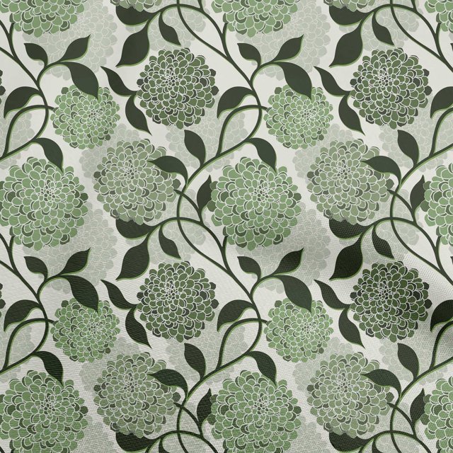 oneOone Coton Flex Vert Tissu Floral Rétro Robe Tissu Tissu Imprimé par la Cour 40 Pouces de Large