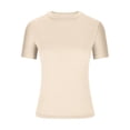 thumbnail image 4 of QIPOPIQ T-Shirts Basiques pour Femmes Col Rond Manches Courtes Courts Hauts Mignons d'Été T-Shirts Ajustés Vêtements Y2k Liquidation 2025, 4 of 6